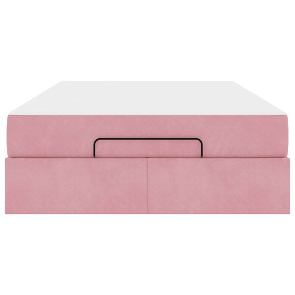 vidaXL R&uacute;mgrind me&eth; d&yacute;nu me&eth; d&yacute;nu 2 pcs Bleikur Flauel