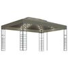 vidaXL Gazebo me&eth; LED strengjalj&oacute;sum 3x4 m M&oacute;gr&aacute;tt