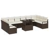 vidaXL Gar&eth;s&oacute;fa sett me&eth; p&uacute;&eth;i me&eth; geymslu 11 pcs Br&uacute;nn p&oacute;l&yacute;rattan