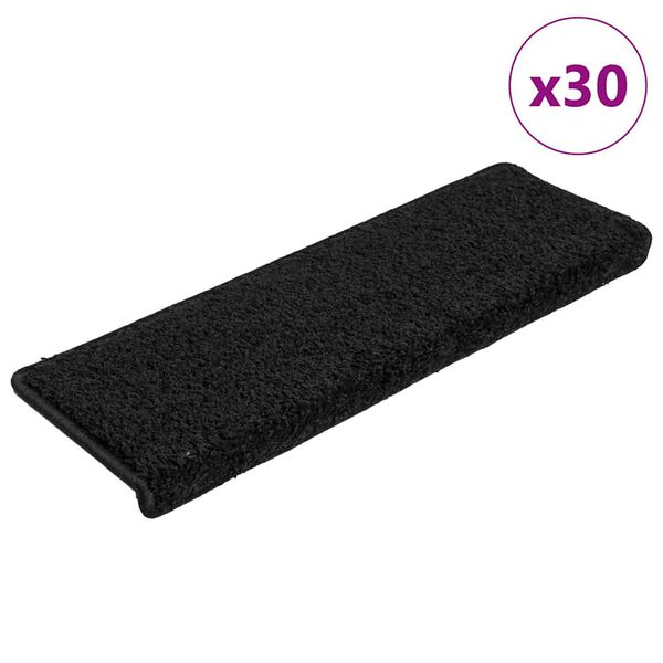 vidaXL Stigamottur 30 stk 65x21x4 cm svartar r&eacute;tthyrndar br&uacute;nir