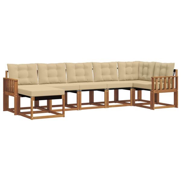 vidaXL &Uacute;ti s&oacute;fasett me&eth; p&uacute;&eth;i 7 pcs N&aacute;tt&uacute;rulegt og B&eacute;ig