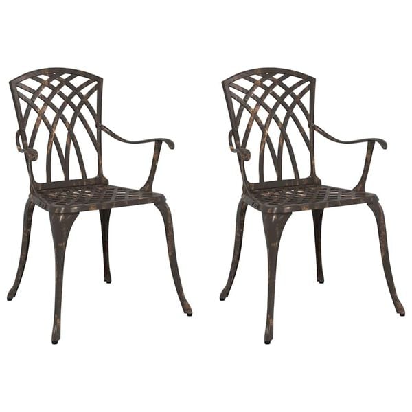vidaXL Garðstóll 2 pcs bronze 55 x 56.5 x 91cm Ál