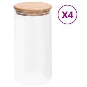 vidaXL Geymslukrukkur úr Gleri með Bambusloki 4 stk. 1200 ml