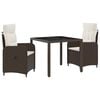 vidaXL Utandyra m&aacute;lt&iacute;fusett 3 pcs PE Rattan og p&uacute;&eth;urlaka&eth; st&aacute;l