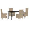 vidaXL Gar&eth;ur bor&eth;sett me&eth; p&uacute;&eth;i 5 pcs Drapplita&eth;ur p&oacute;l&yacute;rattan