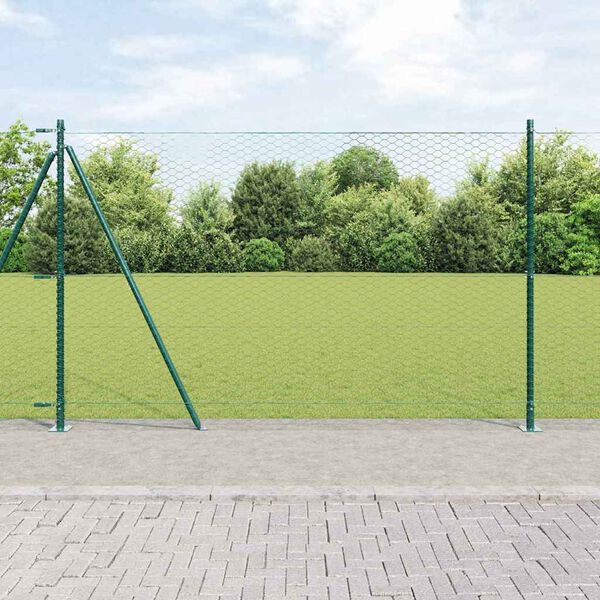 vidaXL Gir&eth;ingarp&oacute;stur Gr&aelig;nn 25 x 1,5 m (36 mm net) St&aacute;l