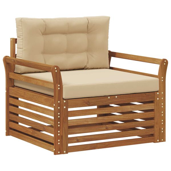 vidaXL &Uacute;ti s&oacute;fasett Solid Akas&iacute;uskei&eth; og P&oacute;lyester N&aacute;tt&uacute;rulegur