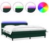 vidaXL H&oacute;lfa&eth; Springr&uacute;m me&eth; D&yacute;nu og LED D&ouml;kkgr&aelig;nt 180x220 cm Flauel