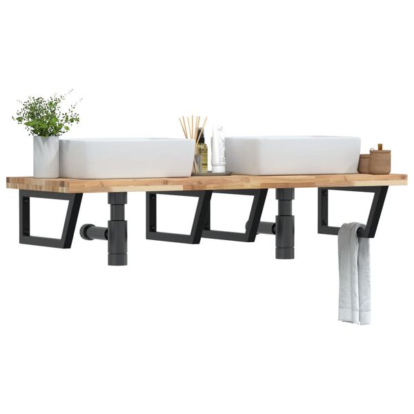 vidaXL Veggfest Handlaugarhilla St&aacute;l og Gegnheil Akas&iacute;a