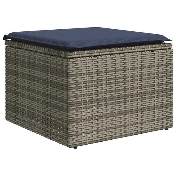 vidaXL Garðborð með sessu Grár 55x55x37 cm Pólýrattan