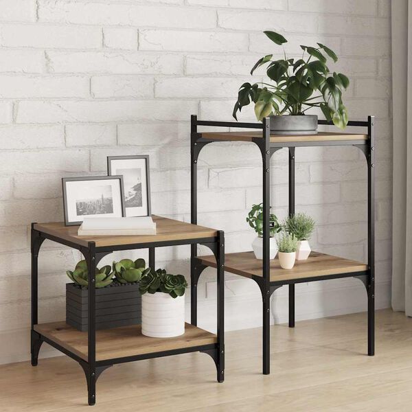 vidaXL B&oacute;kask&aacute;pabretti 4 pcs Br&uacute;nn 40 x 40 x 1,5 cm Samsettur vi&eth;ur