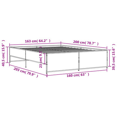 vidaXL Rúmgrind án Dýnu Reyktóna Eikarlitur 160x200 cm