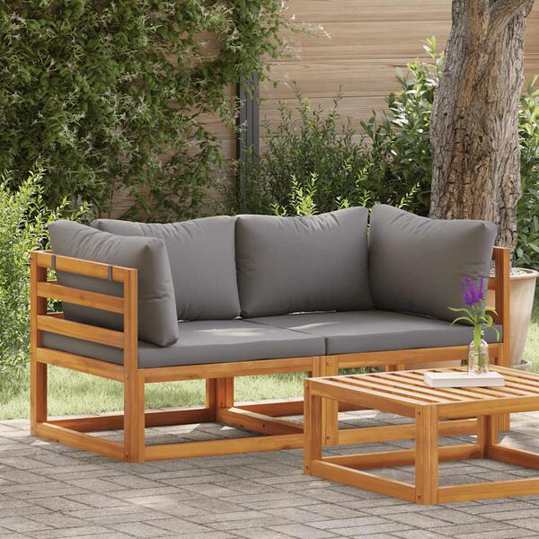 vidaXL S&oacute;fahorneiningar 2 stk me&eth; Sessum P&oacute;l&yacute;rattan D&ouml;kkgr&aacute;r