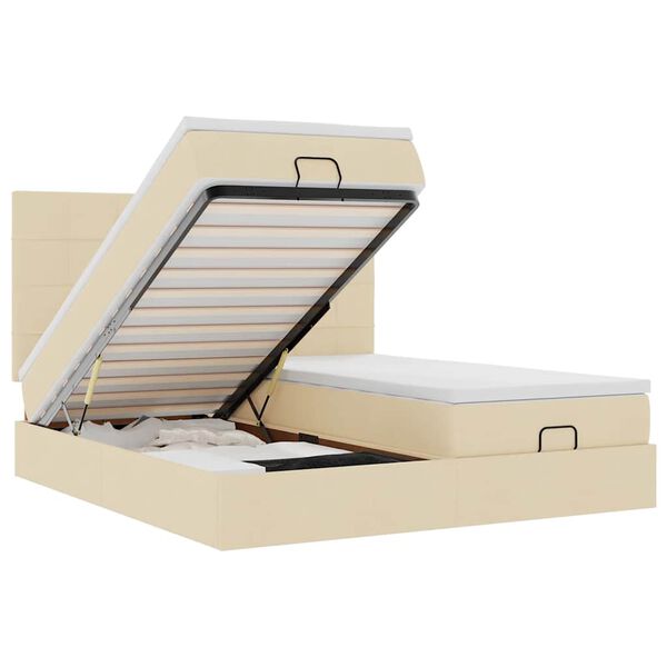 vidaXL Ottoman R&uacute;mgrind me&eth; D&yacute;num Krem 200x200cm Efni