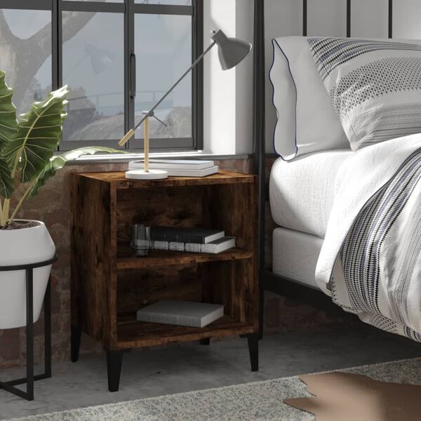 vidaXL N&aacute;ttbor&eth; me&eth; M&aacute;lmf&oacute;tum Reyklitu&eth; Eik 40x30x50 cm