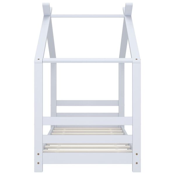 vidaXL Barnarúmgrind Hvítur Gegnheil Fura 70x140 cm