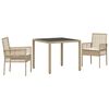 vidaXL Gar&eth;ur bor&eth;sett 3 pcs Drapplita&eth;ur p&oacute;l&yacute;rattan