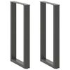 vidaXL barbor&eth;sf&aelig;tur U-laga 2 stk. antras&iacute;t 50x(90-91) cm st&aacute;l