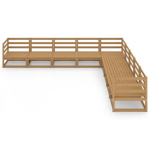 vidaXL 9 Parta Garðsófasett Hunangsbrúnt Gegnheil Fura