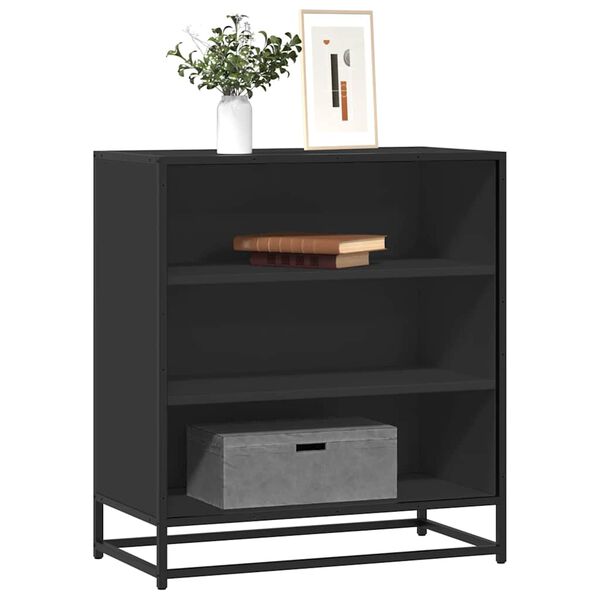 vidaXL Skenkur Svartur 68x35x76 cm Samsettur Vi&eth;ur og M&aacute;lmur