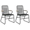 vidaXL Gar&eth;st&oacute;lar 2 stk. Svartir 58x59x85,5 PVC Rattan