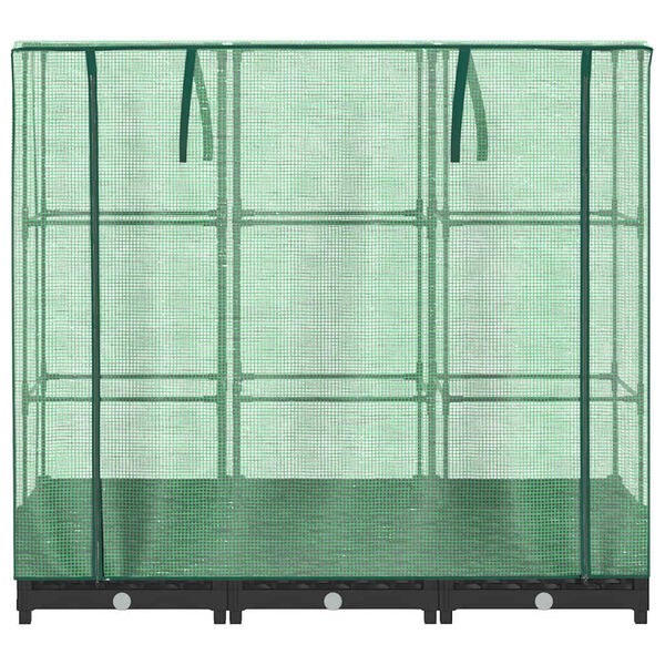 vidaXL upphækkað beð með gróðurhúsaþekju, rottingútlit, 120x40x123 cm