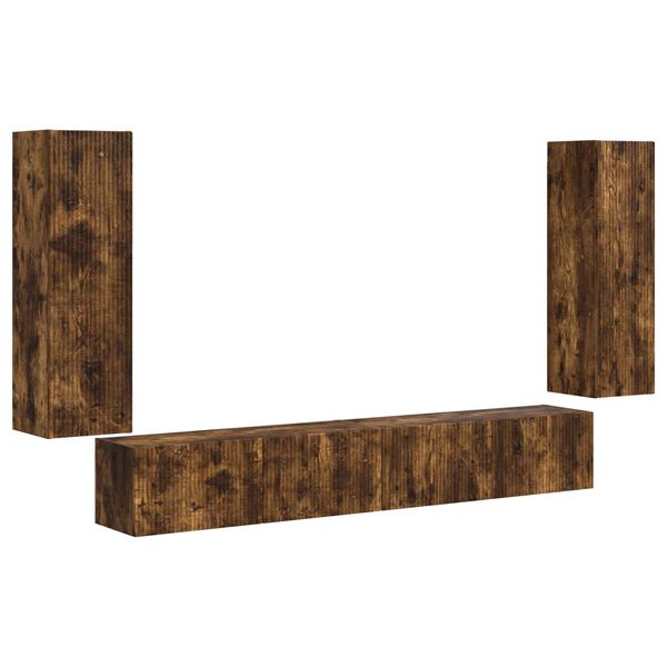 vidaXL Sj&oacute;nvarpsveggskap set Vegghengt 4 pcs Rau&eth;-eik Samsettur vi&eth;ur