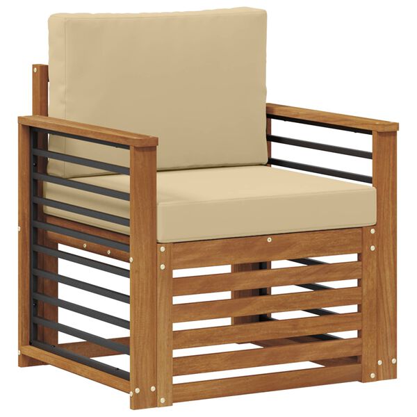 vidaXL &Uacute;ti s&oacute;fasett Solid Akas&iacute;uskei&eth; og P&oacute;lyester N&aacute;tt&uacute;rulegur