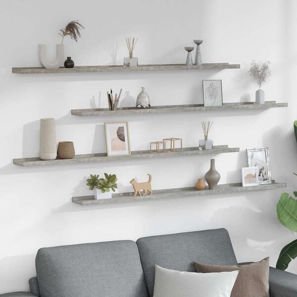 vidaXL Vegghillur 4 stk. Steypugr&aacute;ar 115x9x3 cm