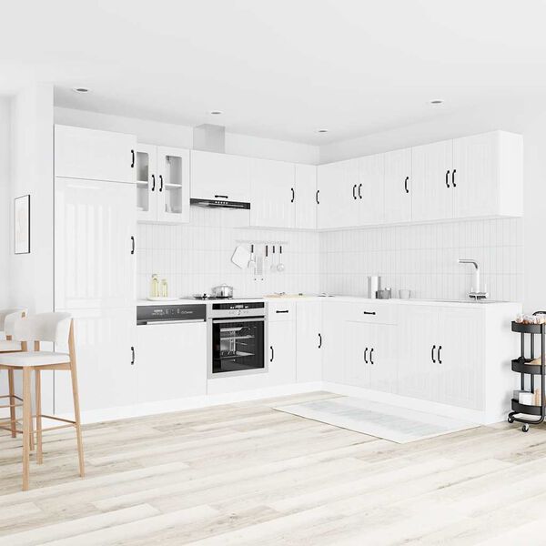 vidaXL 14 stykki Eldh&uacute;ssk&aacute;pasett Lucca Glans Hv&iacute;tur Samsettur Vi&eth;ur