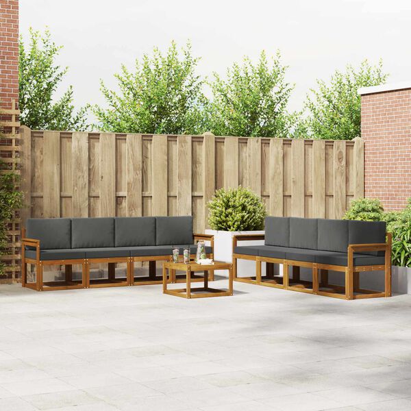 vidaXL &Uacute;ti s&oacute;fasett 9 pcs N&aacute;tt&uacute;rulegt og Antrac&iacute;t Hrein akas&iacute;utr&eacute;