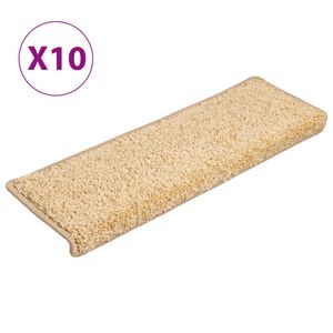 vidaXL Stigamottur 10 stk 65x21x4 cm kremlita&eth;ar r&eacute;tthyrndar br&uacute;nir