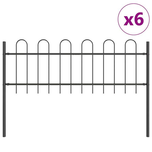 vidaXL Gar&eth;hefti 6 pcs Gr&aacute;r 10,2 x 0,6 m Duftlita&eth;ur st&aacute;l
