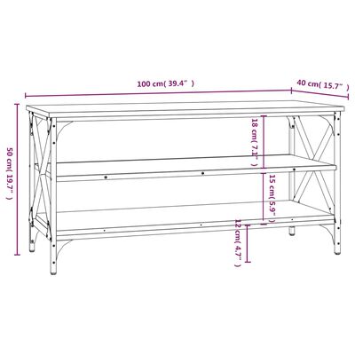 vidaXL Sjónvarpsskápur Reyklituð Eik 100x40x50 cm Samsettur Viður