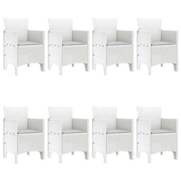 vidaXL Gar&eth;ur bor&eth;sett 9 pcs Hv&iacute;tt Polt rattan