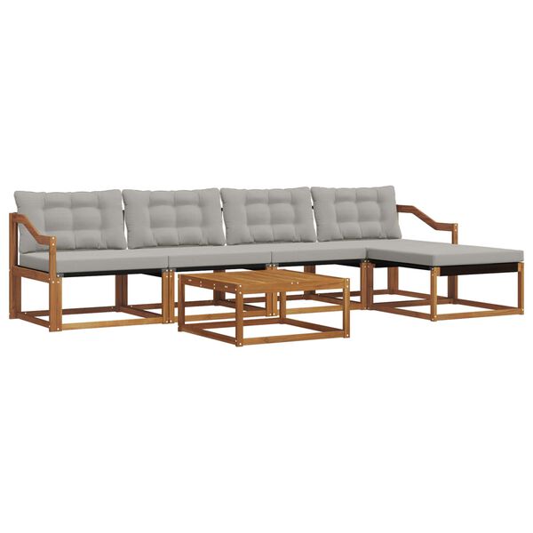 vidaXL &Uacute;ti s&oacute;fasett me&eth; p&uacute;&eth;i 6 pcs N&aacute;tt&uacute;rulegt og Lj&oacute;st Gr&aacute;tt