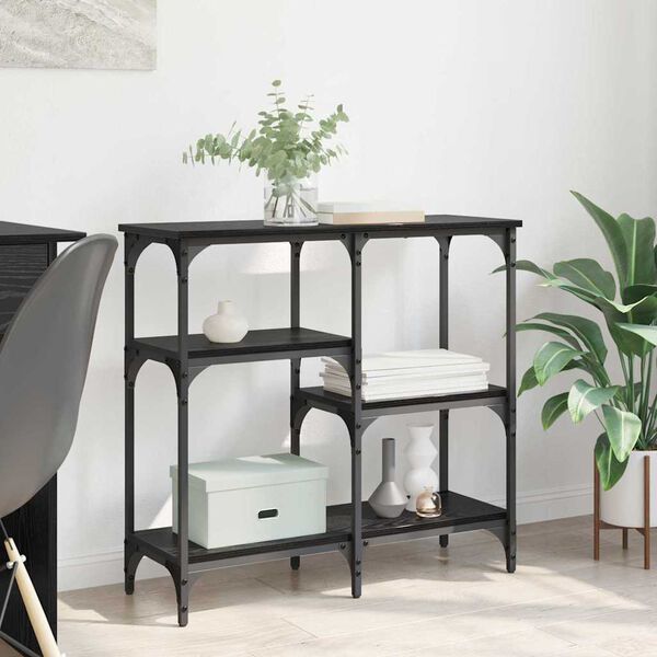 vidaXL Veggbor&eth; me&eth; hillu Svartur Eik 80 x 29 x 75 cm Samsettur vi&eth;ur