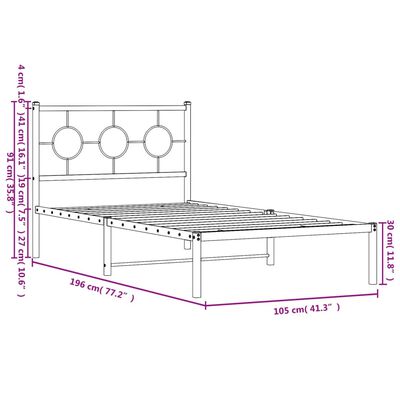 vidaXL Rúmgrind úr Málmi án Dýnu með Höfðagafli Svört 100x190 cm