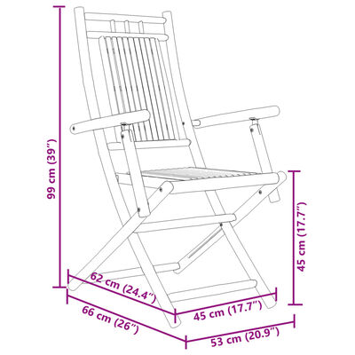 vidaXL Samanbrjótanlegir Garðstólar 6 stk 53x66x99 cm Bambus