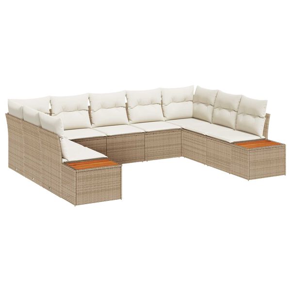 vidaXL Gar&eth;s&oacute;fa sett me&eth; p&uacute;&eth;i 5 pcs Beige og krem P&oacute;l&yacute;rattan