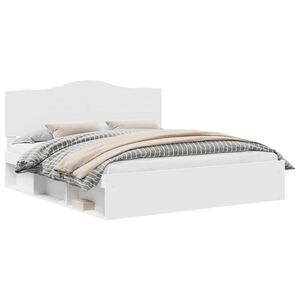 vidaXL Ramsv&iacute;k me&eth; h&ouml;fu&eth;gafl Hv&iacute;tt 200 x 200 cm Solid furuhikk