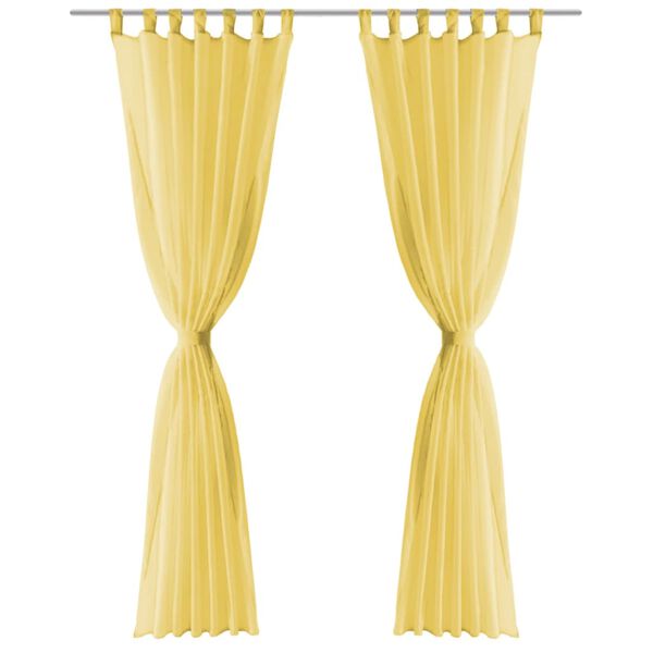 vidaXL Voile Gluggatj&ouml;ld 2 stk 140x175 cm Gul