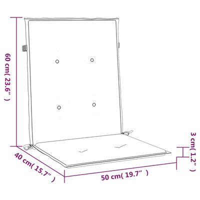 vidaXL Garðstólasessur Lágt Bak 6 stk. Rauðar 100x50x3 cm Oxforddúkur