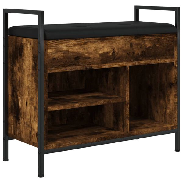 vidaXL Sk&oacute;bekkur Reyklitu&eth; Eik 65,5x32x57,5 cm Samsettur Vi&eth;ur