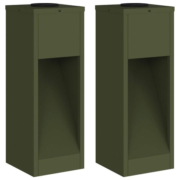 vidaXL Sól LED leiðarljós 2 pcs Olífugrænn Kaldvalsaður stálar