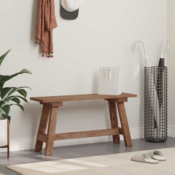 vidaXL Bekkur N&aacute;tt&uacute;rulegur 92 x 23,5 x 45,5 cm Gegnheill mah&oacute;n&iacute;vi&eth;ur