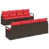 vidaXL S&oacute;fasett me&eth; p&uacute;&eth;i 7 pcs Br&uacute;nn og Rautt p&oacute;l&yacute;rattan