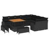 vidaXL Gar&eth;s&oacute;fa sett me&eth; p&uacute;&eth;i 12 pcs Svartur p&oacute;l&yacute;rattan