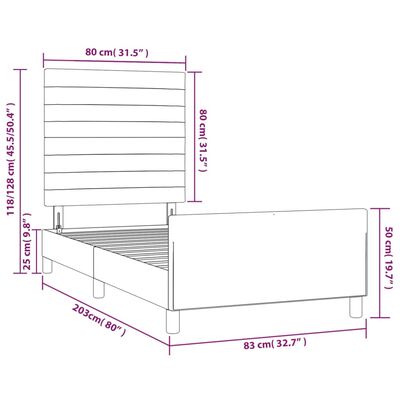 vidaXL Rúmgrind með Höfðagafli Dökkgræn 80x200 cm Flauel