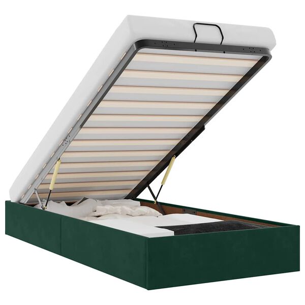 vidaXL Ottoman r&uacute;mgrind Engin d&yacute;na D&ouml;kkgr&aelig;n 90x190 cm Flauel